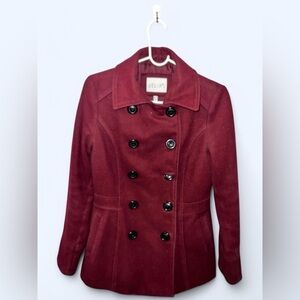 vintage burgundy delia*s peacoat with black buttons size medium